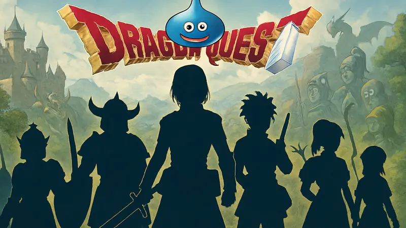 Логотип Dragon Quest на фоне персонажей серии. Анонсы к 40-летию франшизы.