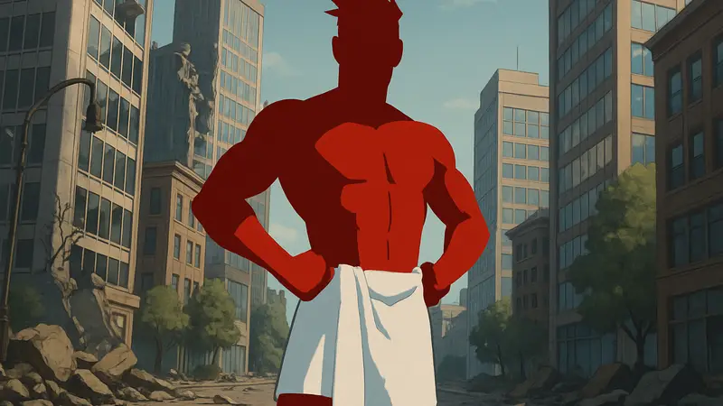 Персонаж Rex Splode в игре Invincible VS со скином «Полотенце»