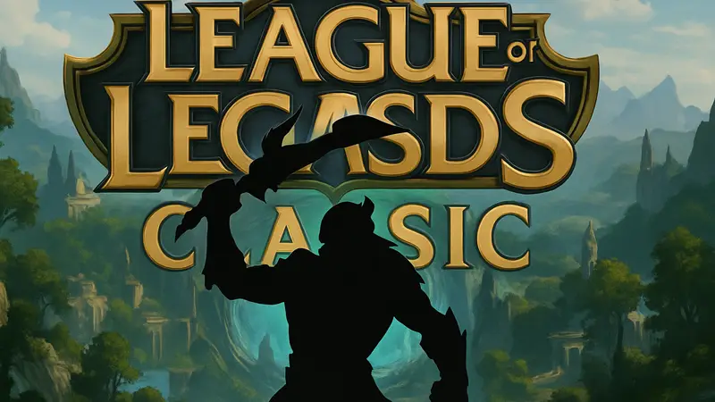 Игровой персонаж League of Legends на фоне логотипа Classic