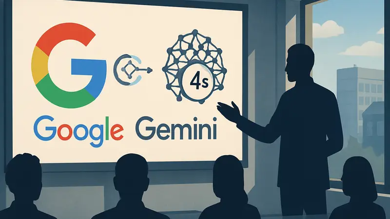 Логотип Google Gemini или схематичное изображение нейросети, генерирующей картинки за 4 секунды для бизнеса.