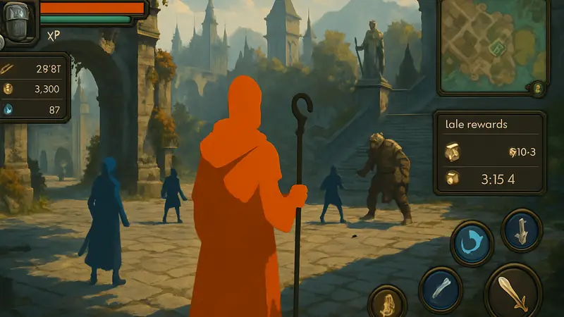 Скриншот из Dominus Automa с интерфейсом MMORPG и элементами idle-игры