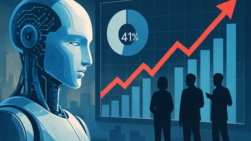 Иллюстрация искусственного интеллекта и графики роста венчурных инвестиций в ИИ-стартапы.