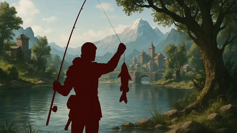 Игрок ловит линя в мире Crimson Desert для квеста "Просьба Аннабеллы".