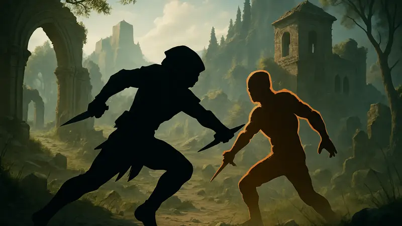 Игрок Enshrouded с кинжалами атакует врага, демонстрируя быстрый билд