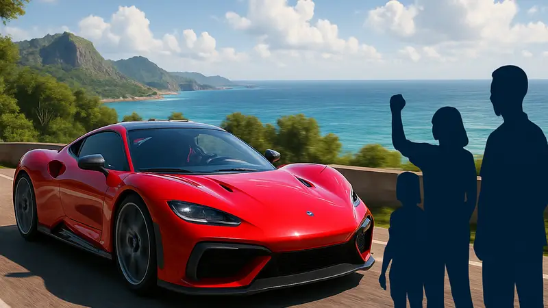 Детализированный скриншот из Forza Horizon 6 с высококачественной графикой гоночного автомобиля в 4K.