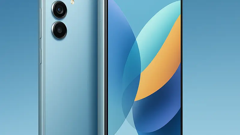 Изображение тонкого смартфона Samsung Galaxy A57, демонстрирующее его изящный дизайн.