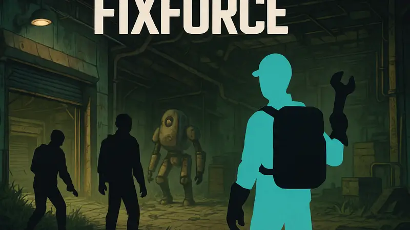 Обложка игры FixForce, показывающая гибрид Lethal Company и Garry's Mod