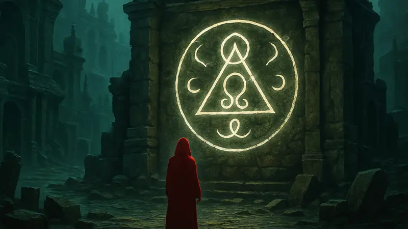 Кадр из игры Cthulhu: The Cosmic Abyss, показывающий ритуальные символы