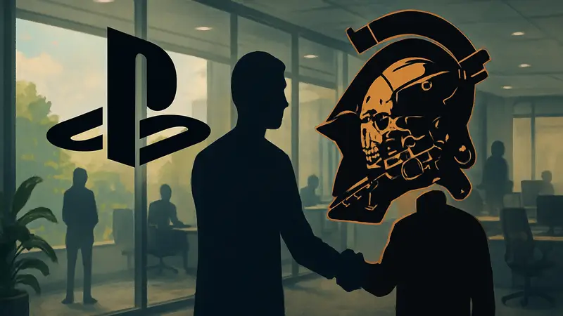 Логотипы PlayStation и Kojima Productions, символизирующие сотрудничество