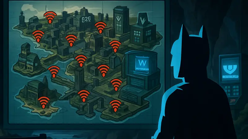 Карта расположения кэшей WayneTech в игре LEGO Batman: Legacy of the Dark Knight