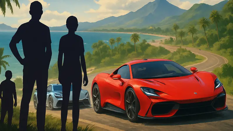 Обложка саундтрека Forza Horizon 6 с изображением гоночных автомобилей на живописном фоне.