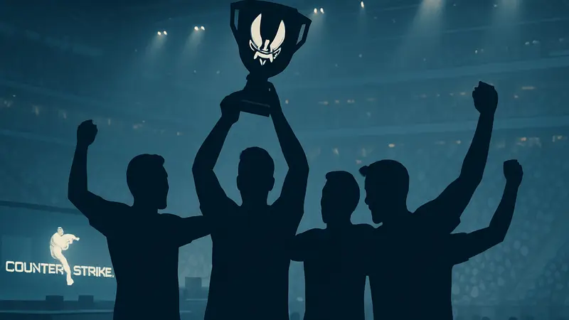Игроки киберспортивной команды Vitality празднуют победу на турнире по Counter-Strike.