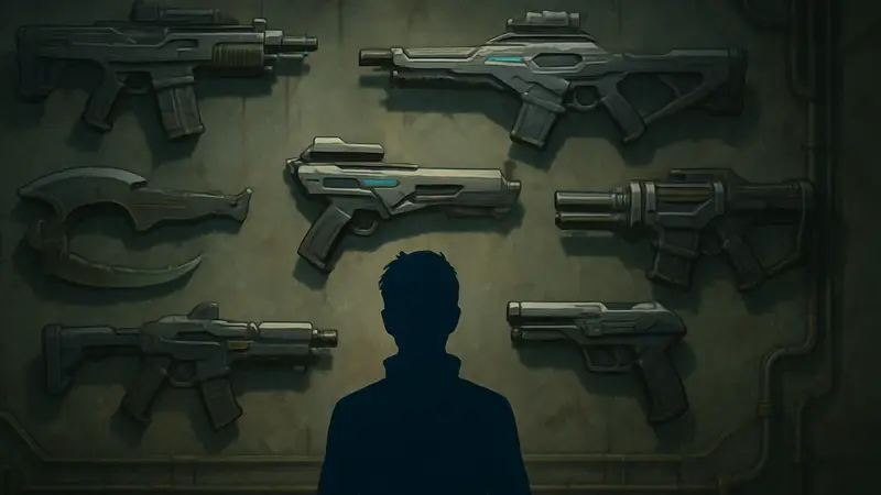 Изображение различных видов оружия из игры Saros, демонстрирующее их дизайн