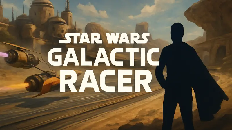Логотип Star Wars: Galactic Racer на фоне гоночного трека
