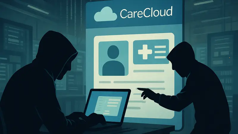 Символическое изображение утечки данных: хакеры получают доступ к медицинским записям CareCloud.