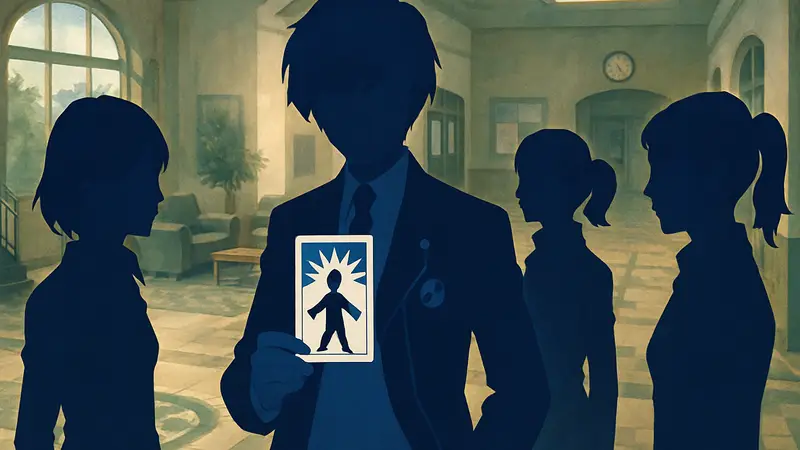 Протагонист Persona 3 с друзьями, демонстрирующий социальные характеристики.