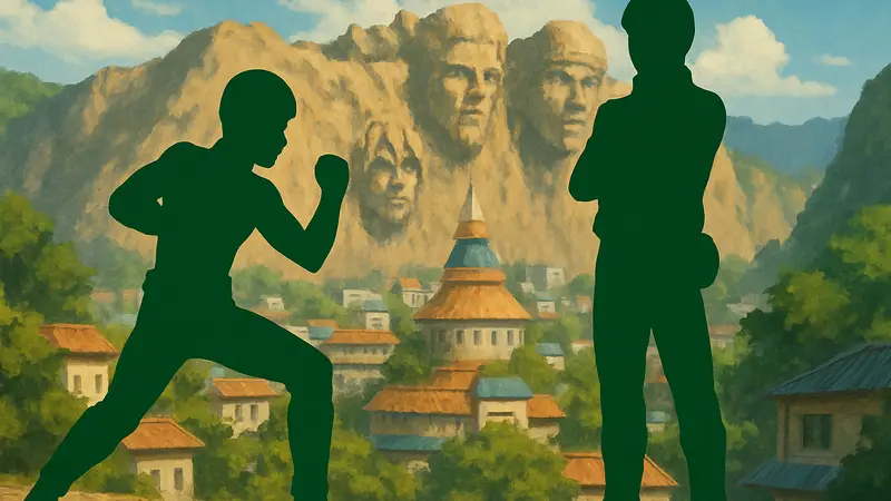 Рок Ли в боевой стойке рядом с Майтом Гаем, демонстрируя их связь и развитие персонажей «Наруто».