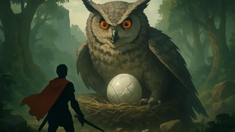 Гигантская сова в игре Romestead, иллюстрация квеста и гайда по Guardian's Eye.