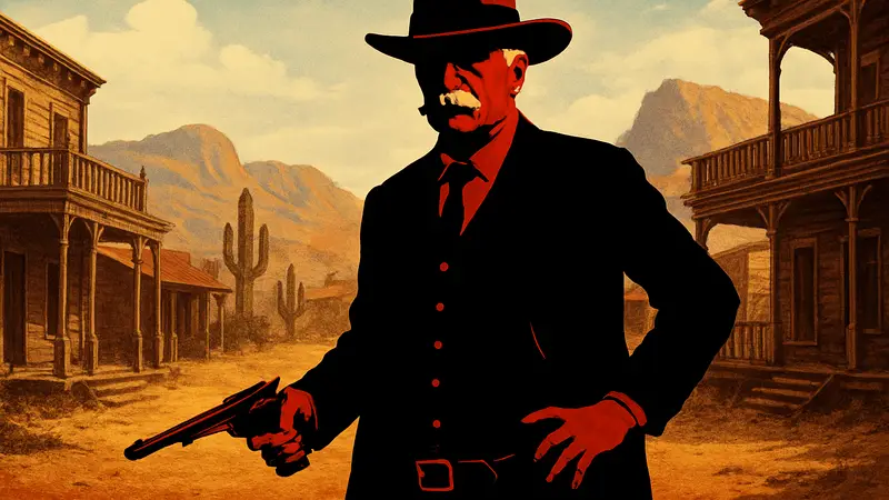 Арт с Лэндоном Рикеттсом из Red Dead Redemption, стилизованный под постер RDR3