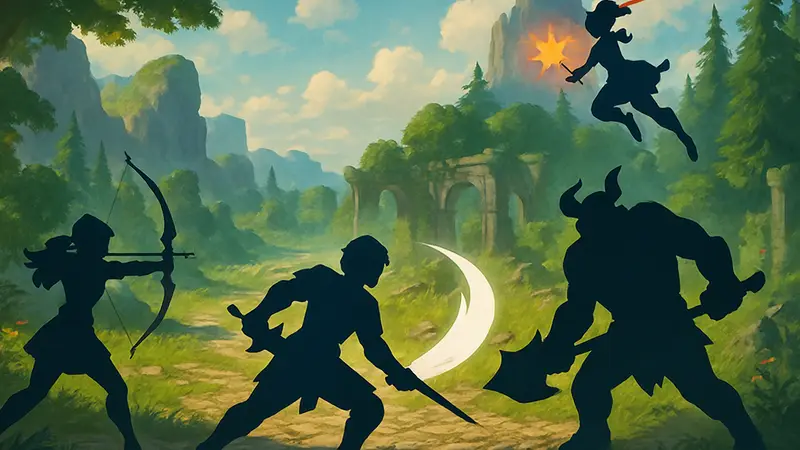 Скриншот из FairyTale Quest с динамичным сражением персонажей в фэнтезийном мире.