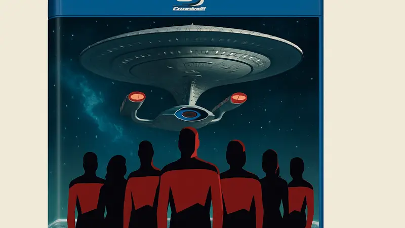 Обложка полного Blu-ray издания Star Trek: The Next Generation с командой корабля Enterprise