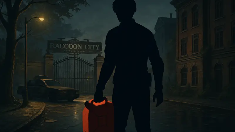 Изображение Леона из Resident Evil Requiem с канистрой топлива