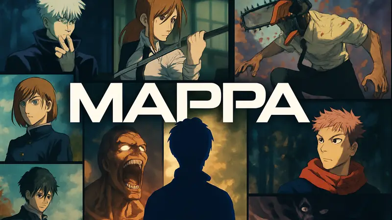 Логотип студии MAPPA на фоне кадров из популярных аниме.