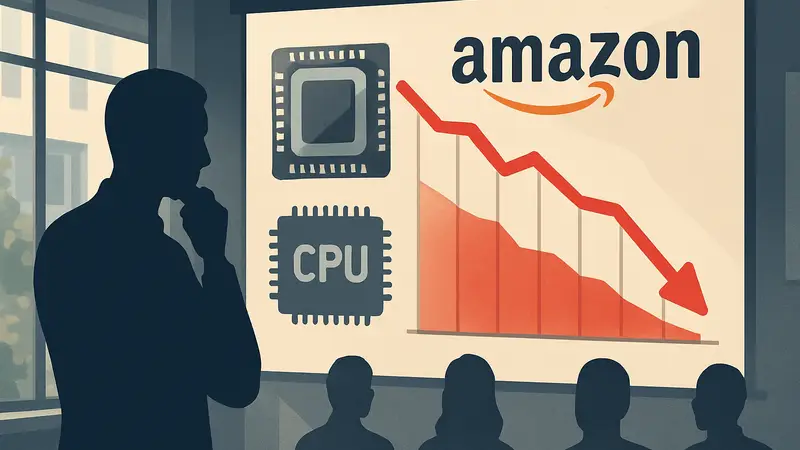 График падения продаж процессоров на Amazon US, отражающий снижение спроса.