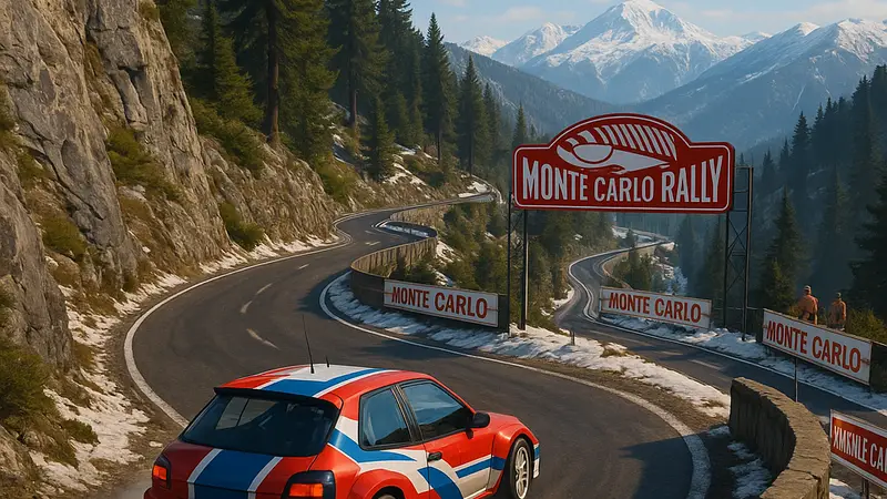 Скриншот или концепт-арт трассы Monte Carlo в раллийном симуляторе Assetto Corsa Rally, анонсированной в обновлении 0.3.