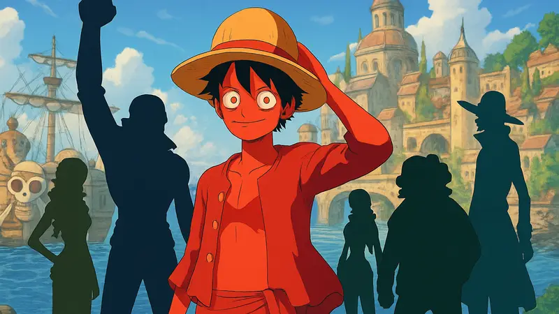 Обложка манги One Piece с Луффи и другими персонажами