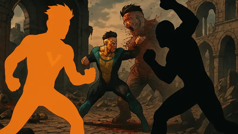 Скриншот или арт из кровавого файтинга Invincible Vs с персонажами