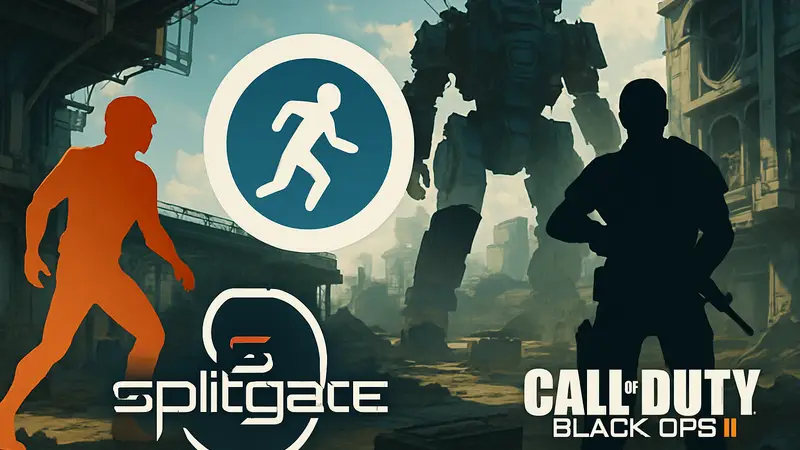 Логотипы Splitgate, Titanfall и Call of Duty: Black Ops 3, символизирующие новый шутер
