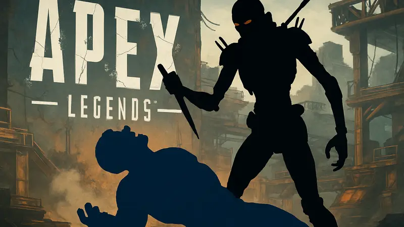Фордж из Apex Legends, убитый Revenant, на фоне логотипа игры.