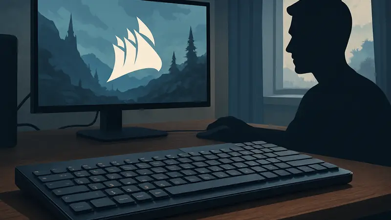 Игровая клавиатура Corsair Vanguard Air 99 Wireless на столе, низкопрофильные кнопки.