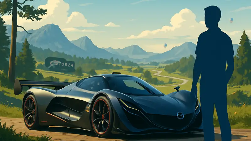 Mazda Furai с роторным двигателем, гоночный концепт-кар на фоне пейзажей Forza Horizon 6.