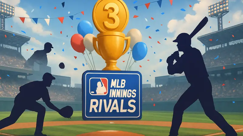 Игроки в бейсбол на поле из MLB 9 Innings Rivals с праздничной символикой