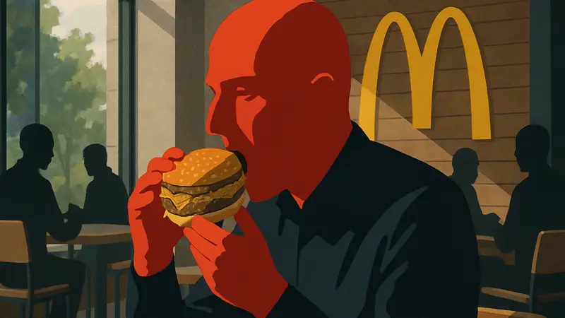 Генеральный директор McDonald's Крис Кемпчински ест бургер Big Mac, снимок стал вирусным в соцсетях