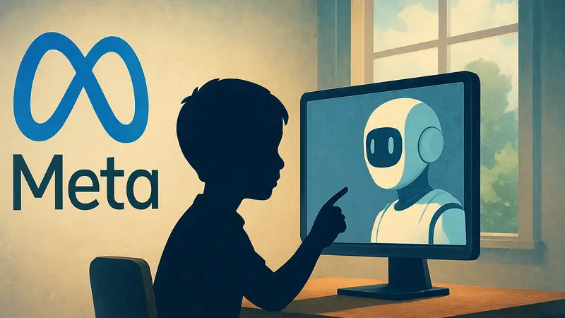 Логотип Meta AI с изображением ребенка, взаимодействующего с ИИ