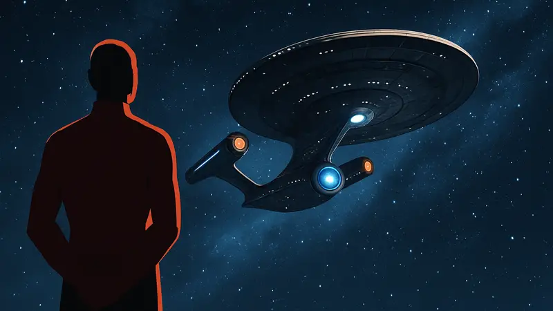 Космический корабль из Star Trek Online на фоне звездного неба, символизирующий долголетие игры.