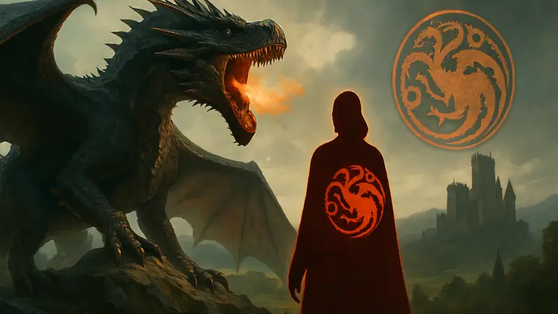 Дракон из Game of Thrones: Dragonfire и логотип House of the Dragon