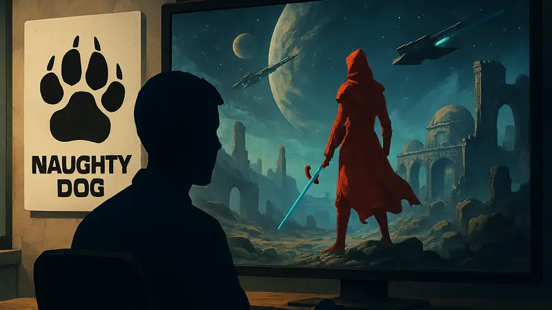 Логотип Naughty Dog и намёк на русскую локализацию игры Intergalactic: The Heretic Prophet.