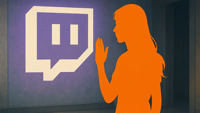 ExtraEmily объявляет о перерыве на Twitch, фон со значком платформы