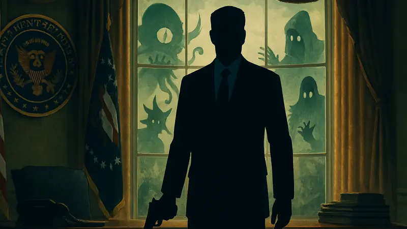 Постер сериала «Президент Кертис» — спин-оффа «Рика и Морти», с изображением президента США.