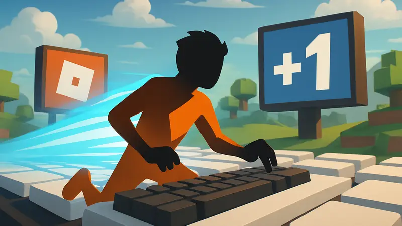 Игрок на клавиатуре в Roblox +1 Speed ASMR Keyboard Escape ускоряется