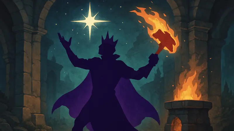 Изображение персонажа Регента из карточной игры Slay the Spire 2, демонстрирующее его способности.
