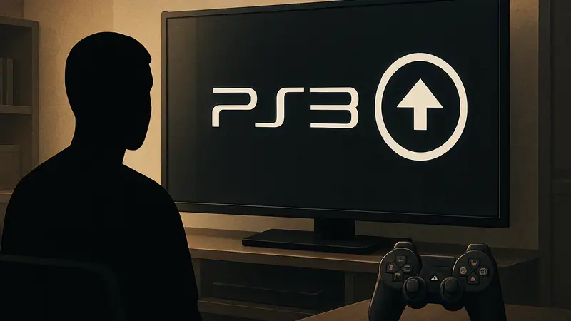 Логотип PlayStation 3 на экране, рядом контроллер DualShock, символизирующий обновление.