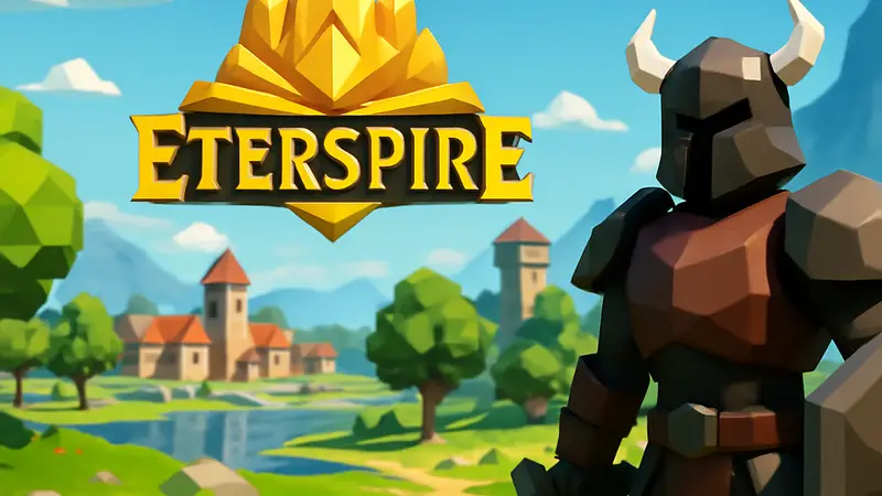 Логотип Eterspire на фоне игрового мира, анонсирующий режим Ironman и обновлённую боевую систему.