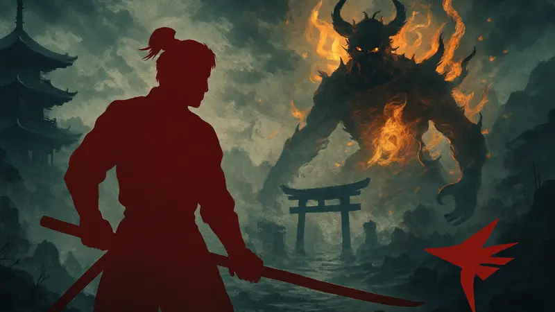 Обложка игры Nioh 3 с главным героем, самурайской тематикой и элементами фэнтези, логотип Team Ninja.