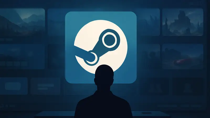 Логотип Steam Machine на фоне интерфейса SteamOS, символизирующий новую поддержку.