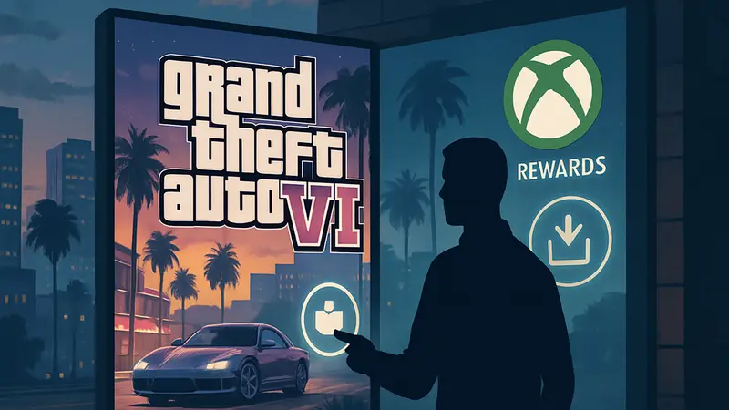 Логотип GTA 6, Xbox Rewards, предзаказ игры, сэкономить на покупке